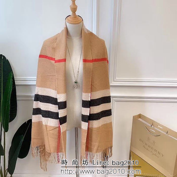 BURBERRY巴寶莉 2018最新 經典格子水貂絨圍巾 雙面兩用 LLWJ6581